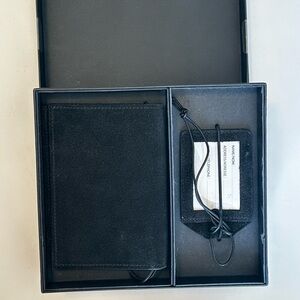 D’Autore Black Luxury Leather Passport Holder & Luggage Tag Set Made Italy NIB